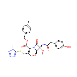 CO[C@@]1(NC(=O)Cc2ccc(O)cc2)C(=O)N2C(C(=O)OCc3ccc(C)cc3)=C(CSc3nnnn3C)CO[C@@H]21 ZINC000026468839