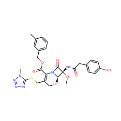 CO[C@@]1(NC(=O)Cc2ccc(O)cc2)C(=O)N2C(C(=O)OCc3cccc(C)c3)=C(CSc3nnnn3C)CO[C@@H]21 ZINC000026405008