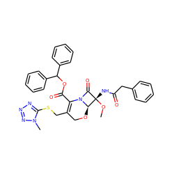 CO[C@@]1(NC(=O)Cc2ccccc2)C(=O)N2C(C(=O)OC(c3ccccc3)c3ccccc3)=C(CSc3nnnn3C)CO[C@@H]21 ZINC000026474965