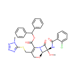 CO[C@@]1(NC(=O)c2ccccc2Cl)C(=O)N2C(C(=O)OC(c3ccccc3)c3ccccc3)=C(CSc3nnnn3C)CO[C@@H]21 ZINC000026469835