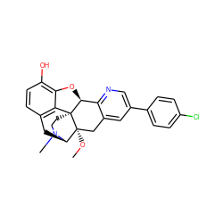 CO[C@@]12Cc3cc(-c4ccc(Cl)cc4)cnc3[C@@H]3Oc4c(O)ccc5c4[C@@]31CCN(C)[C@@H]2C5 ZINC000095571635