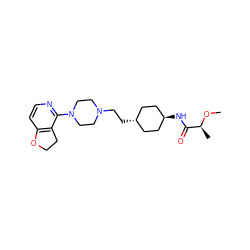 CO[C@@H](C)C(=O)N[C@H]1CC[C@H](CCN2CCN(c3nccc4c3CCO4)CC2)CC1 ZINC000261185481