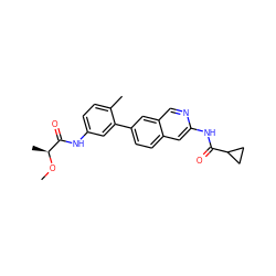 CO[C@@H](C)C(=O)Nc1ccc(C)c(-c2ccc3cc(NC(=O)C4CC4)ncc3c2)c1 ZINC000144308982