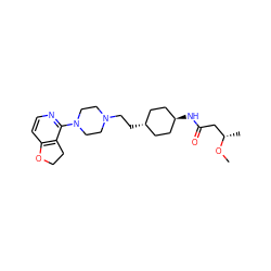 CO[C@@H](C)CC(=O)N[C@H]1CC[C@H](CCN2CCN(c3nccc4c3CCO4)CC2)CC1 ZINC000261164474