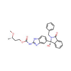 CO[C@@H](C)CCOC(=O)Nc1nc2cc([C@]3(O)c4ccccc4C(=O)N3Cc3ccccc3)ccc2[nH]1 ZINC000117117195