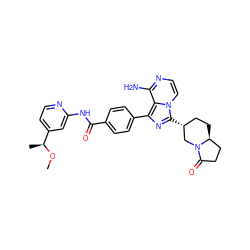 CO[C@@H](C)c1ccnc(NC(=O)c2ccc(-c3nc([C@@H]4CC[C@H]5CCC(=O)N5C4)n4ccnc(N)c34)cc2)c1 ZINC000145662734