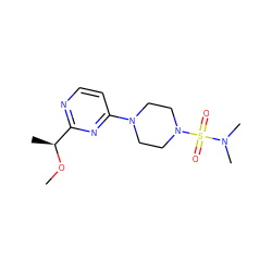 CO[C@@H](C)c1nccc(N2CCN(S(=O)(=O)N(C)C)CC2)n1 ZINC000026649176