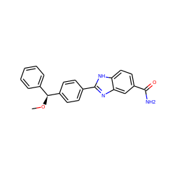 CO[C@@H](c1ccccc1)c1ccc(-c2nc3cc(C(N)=O)ccc3[nH]2)cc1 ZINC000038330752