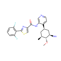 CO[C@@H]1[C@@H](C)C[C@@H](c2ccncc2NC(=O)c2csc(-c3c(F)cccc3F)n2)C[C@H]1N ZINC000149192609