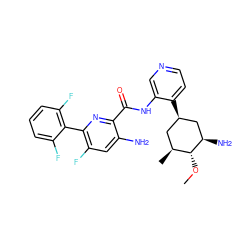 CO[C@@H]1[C@@H](C)C[C@@H](c2ccncc2NC(=O)c2nc(-c3c(F)cccc3F)c(F)cc2N)C[C@H]1N ZINC000261149395