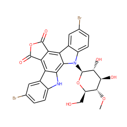 CO[C@@H]1[C@@H](CO)O[C@@H](n2c3ccc(Br)cc3c3c4c(c5c6cc(Br)ccc6[nH]c5c32)C(=O)OC4=O)[C@H](O)[C@H]1O ZINC000162315701