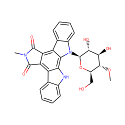 CO[C@@H]1[C@@H](CO)O[C@@H](n2c3ccccc3c3c4c(c5c6ccccc6[nH]c5c32)C(=O)N(C)C4=O)[C@H](O)[C@H]1O ZINC000058533526