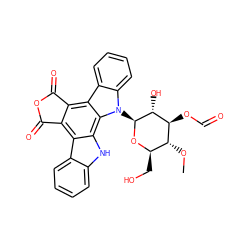 CO[C@@H]1[C@@H](CO)O[C@@H](n2c3ccccc3c3c4c(c5c6ccccc6[nH]c5c32)C(=O)OC4=O)[C@H](O)[C@H]1OC=O ZINC000058533312