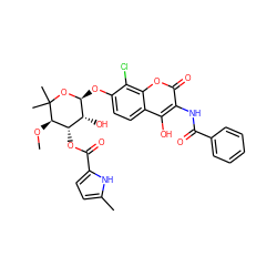 CO[C@@H]1[C@@H](OC(=O)c2ccc(C)[nH]2)[C@@H](O)[C@H](Oc2ccc3c(O)c(NC(=O)c4ccccc4)c(=O)oc3c2Cl)OC1(C)C ZINC000064453962