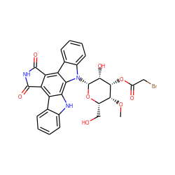 CO[C@@H]1[C@H](CO)O[C@H](n2c3ccccc3c3c4c(c5c6ccccc6[nH]c5c32)C(=O)NC4=O)[C@H](O)[C@@H]1OC(=O)CBr ZINC000043920045