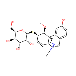 CO[C@@H]1[C@H](S[C@@H]2O[C@H](CO)[C@H](O)[C@@H](O)[C@H]2O)C=C[C@H]2[C@H]3Cc4ccc(O)cc4[C@@]12CCN3C ZINC000253740412