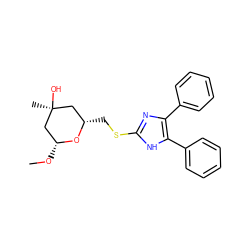 CO[C@@H]1C[C@@](C)(O)C[C@H](CSc2nc(-c3ccccc3)c(-c3ccccc3)[nH]2)O1 ZINC000013730559