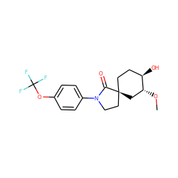 CO[C@@H]1C[C@@]2(CC[C@H]1O)CCN(c1ccc(OC(F)(F)F)cc1)C2=O ZINC000169702038