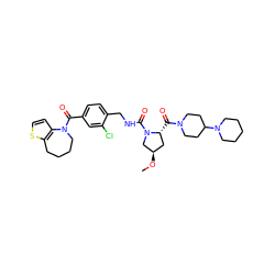 CO[C@@H]1C[C@@H](C(=O)N2CCC(N3CCCCC3)CC2)N(C(=O)NCc2ccc(C(=O)N3CCCCc4sccc43)cc2Cl)C1 ZINC000028367077