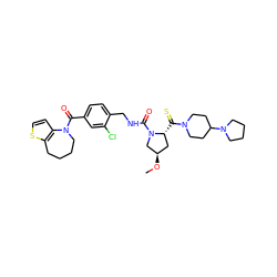 CO[C@@H]1C[C@@H](C(=S)N2CCC(N3CCCC3)CC2)N(C(=O)NCc2ccc(C(=O)N3CCCCc4sccc43)cc2Cl)C1 ZINC000028367155