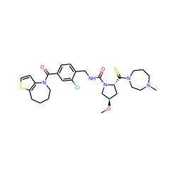 CO[C@@H]1C[C@@H](C(=S)N2CCCN(C)CC2)N(C(=O)NCc2ccc(C(=O)N3CCCCc4sccc43)cc2Cl)C1 ZINC000028367070