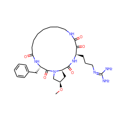 CO[C@@H]1C[C@@H]2C(=O)N[C@H](CCCN=C(N)N)C(=O)C(=O)NCCCCCCCC(=O)N[C@@H](Cc3ccccc3)C(=O)N2C1 ZINC000026747831