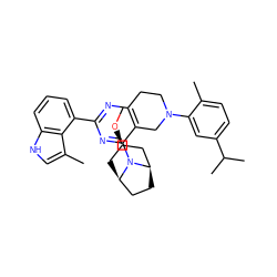 CO[C@@H]1C[C@@H]2CC[C@H](C1)N2c1nc(-c2cccc3[nH]cc(C)c23)nc2c1CN(c1cc(C(C)C)ccc1C)CC2 ZINC000149128463