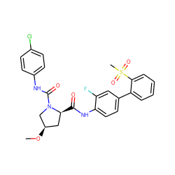 CO[C@@H]1C[C@H](C(=O)Nc2ccc(-c3ccccc3S(C)(=O)=O)cc2F)N(C(=O)Nc2ccc(Cl)cc2)C1 ZINC000003916351