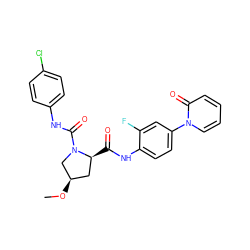 CO[C@@H]1C[C@H](C(=O)Nc2ccc(-n3ccccc3=O)cc2F)N(C(=O)Nc2ccc(Cl)cc2)C1 ZINC000003816482