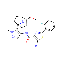 CO[C@@H]1CC[C@@]2(c3c(NC(=O)c4nc(-c5ccccc5F)sc4N)cnn3C)CC[C@H]1N2 ZINC000209925752