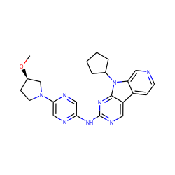 CO[C@@H]1CCN(c2cnc(Nc3ncc4c5ccncc5n(C5CCCC5)c4n3)cn2)C1 ZINC000169706666