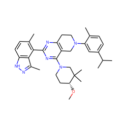 CO[C@@H]1CCN(c2nc(-c3c(C)ccc4[nH]nc(C)c34)nc3c2CN(c2cc(C(C)C)ccc2C)CC3)CC1(C)C ZINC000149129663