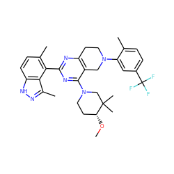 CO[C@@H]1CCN(c2nc(-c3c(C)ccc4[nH]nc(C)c34)nc3c2CN(c2cc(C(F)(F)F)ccc2C)CC3)CC1(C)C ZINC000149136001