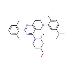 CO[C@@H]1CCN(c2nc(-c3c(C)cccc3C)nc3c2CN(c2cc(C(C)C)ccc2C)CC3)[C@H](C)C1 ZINC000146387354