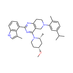 CO[C@@H]1CCN(c2nc(-c3cccc4[nH]cc(C)c34)nc3c2CN(c2cc(C(C)C)ccc2C)CC3)[C@H](C)C1 ZINC000146484092