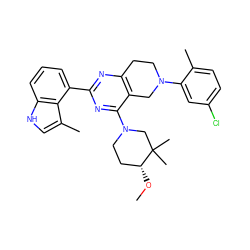 CO[C@@H]1CCN(c2nc(-c3cccc4[nH]cc(C)c34)nc3c2CN(c2cc(Cl)ccc2C)CC3)CC1(C)C ZINC000146370843