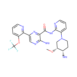 CO[C@@H]1CN(c2cccnc2NC(=O)c2nc(-c3ncccc3OC(F)(F)F)cnc2N)CC[C@@H]1N ZINC001772615298