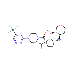 CO[C@@H]1COCC[C@@H]1N[C@@H]1CC[C@@](C(=O)N2CCN(c3nncc(C(F)(F)F)n3)CC2)(C(C)C)C1 ZINC000071296114