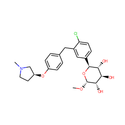 CO[C@@H]1O[C@@H](c2ccc(Cl)c(Cc3ccc(O[C@H]4CCN(C)C4)cc3)c2)[C@H](O)[C@@H](O)[C@@H]1O ZINC000045253102