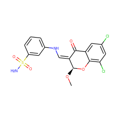 CO[C@@H]1Oc2c(Cl)cc(Cl)cc2C(=O)/C1=C\Nc1cccc(S(N)(=O)=O)c1 ZINC000653851577