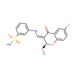 CO[C@@H]1Oc2ccc(Cl)cc2C(=O)/C1=C\Nc1cccc(S(N)(=O)=O)c1 ZINC000653852897