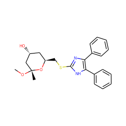 CO[C@]1(C)C[C@H](O)C[C@@H](CSc2nc(-c3ccccc3)c(-c3ccccc3)[nH]2)O1 ZINC000013730562