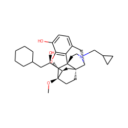 CO[C@]12CC[C@@]3(C[C@@H]1[C@H](O)CC1CCCCC1)[C@H]1Cc4ccc(O)c5c4[C@@]3(CCN1CC1CC1)[C@H]2O5 ZINC000095588728