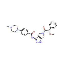 CO[C@H](C(=O)N1Cc2[nH]nc(NC(=O)c3ccc(N4CCN(C)CC4)cc3)c2C1)c1ccccc1 ZINC000014951647