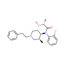 CO[C@H](C)C(=O)N(c1ccccc1Cl)[C@@H]1CCN(CCc2ccccc2)C[C@@H]1C ZINC000026734550