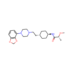 CO[C@H](C)C(=O)N[C@H]1CC[C@H](CCN2CCN(c3cccc4c3OCO4)CC2)CC1 ZINC000261102385