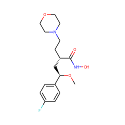 CO[C@H](C[C@H](CCN1CCOCC1)C(=O)NO)c1ccc(F)cc1 ZINC000064528218