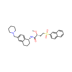 CO[C@H](CCS(=O)(=O)c1ccc2ccccc2c1)C(=O)N[C@@H]1CCCc2cc(CN3CCCCC3)ccc21 ZINC000035803250