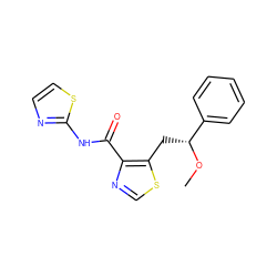 CO[C@H](Cc1scnc1C(=O)Nc1nccs1)c1ccccc1 ZINC000028463556