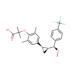 CO[C@H](c1ccc(C(F)(F)F)cc1)[C@H]1C[C@H]1c1cc(C)c(OC(C)(C)C(=O)O)c(C)c1 ZINC000103228980